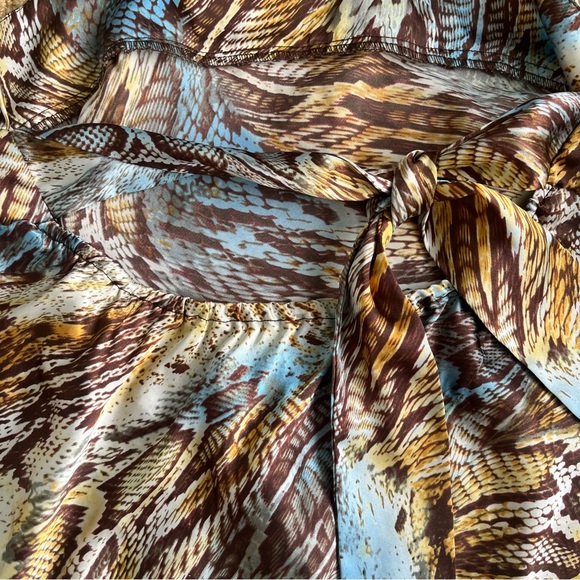 Ashley Stewart Asymmetric Camisole Top Women 16 Brown Satin Snake Print Y2K 16 - Picture 6 of 7